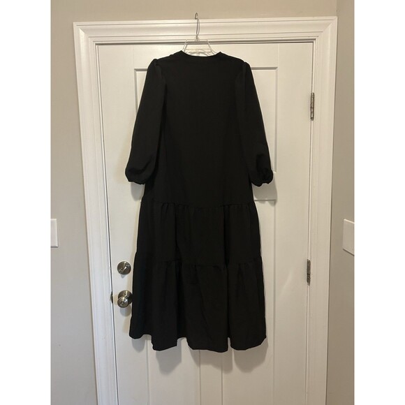 Ruffle Tiered Maxi Dress Black Cottagecore Peasant Witchy Funeral Modest Medium - Picture 8 of 8